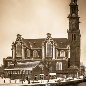 Westerkerk - Westertoren van Amsterdam in sepia (winter)